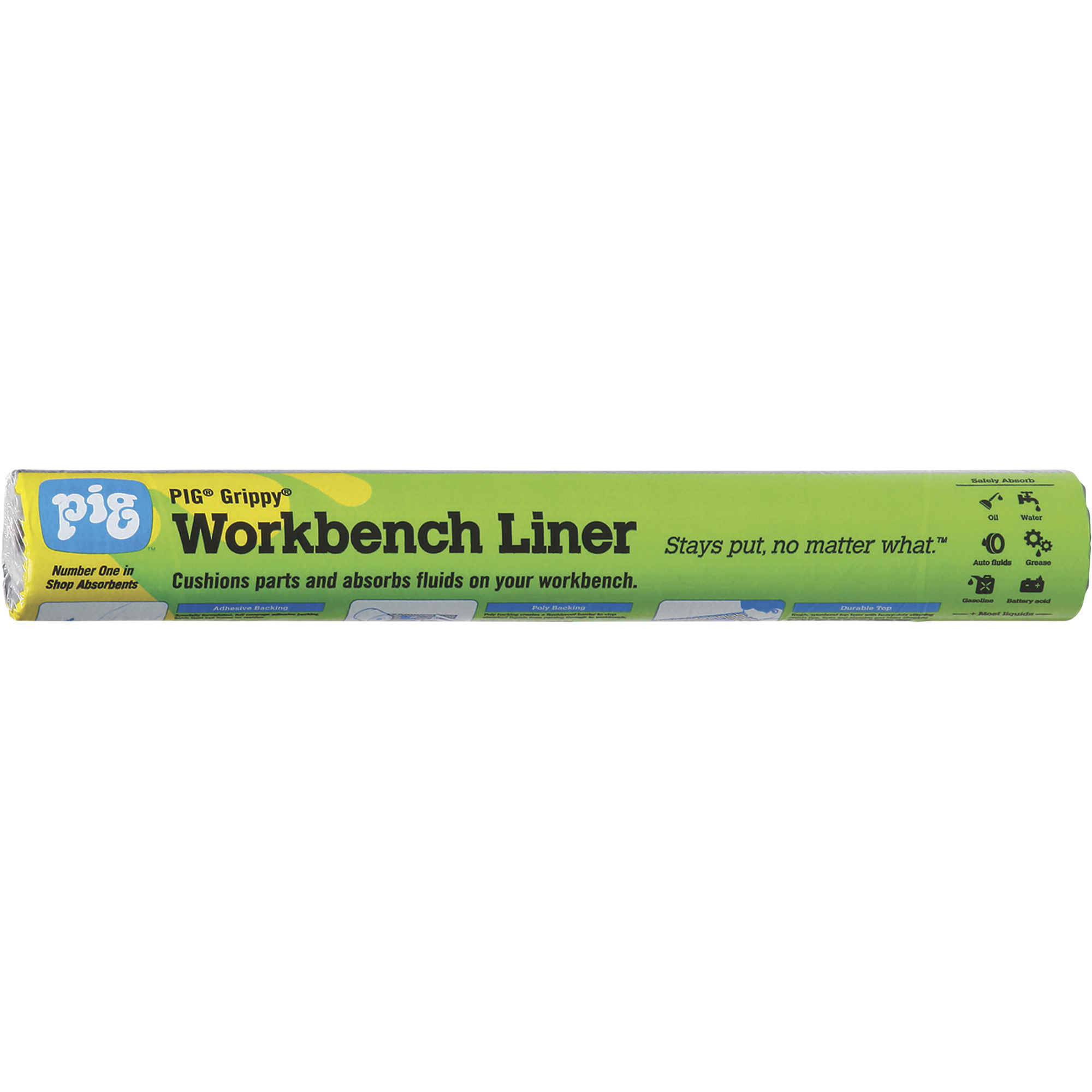 New Pig Grippy Medium-Weight Workbench Absorbent Mat Roll, 84in.L x 21in.W, Model# 25820